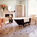 GW13 Gregorian Marble White with NM2 Florentine Black Key Squares