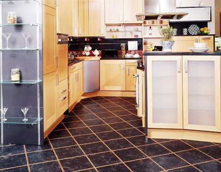 Kitchen Tile Flooring Ideas on Kitchen Flooring Idea   Nm2ct Florentine Black  W793e Warm Beech And